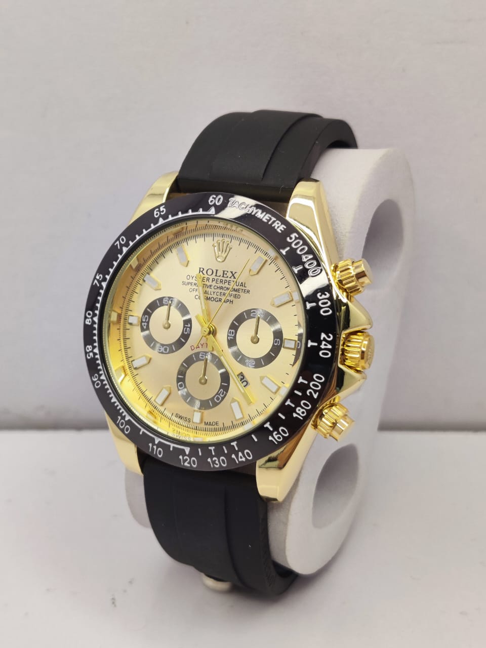 Luxury Rolex Gold Black Dial Daytona Chronograph Design Watch