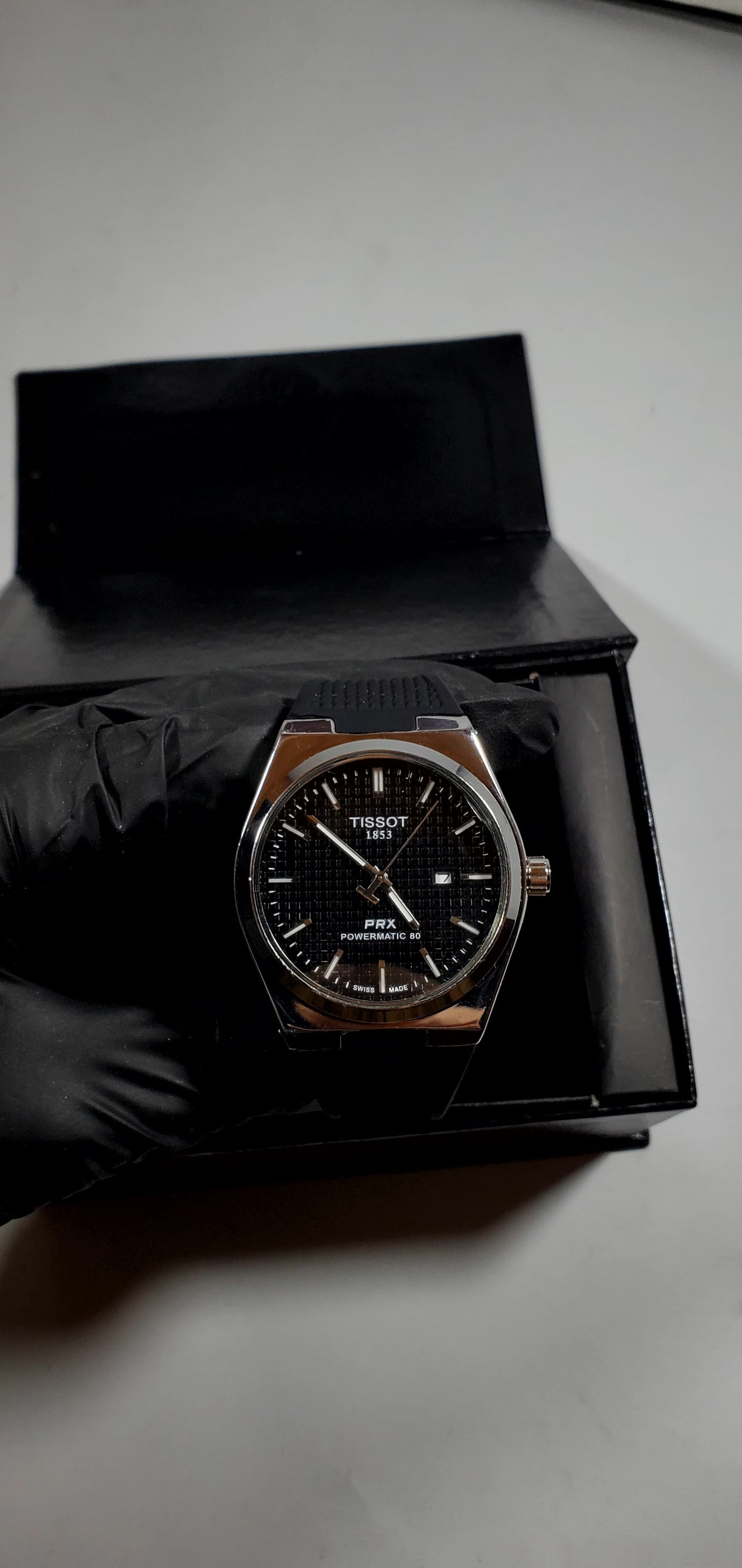 Tissot PRX Black Dial Men's Watch – Luxury Swiss with Rubber Strap