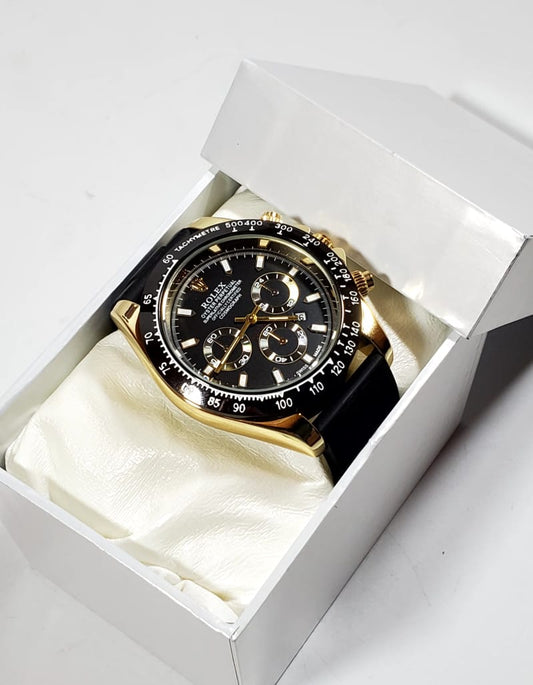Luxury Rolex Gold Black Dial Daytona Chronograph Design Watch