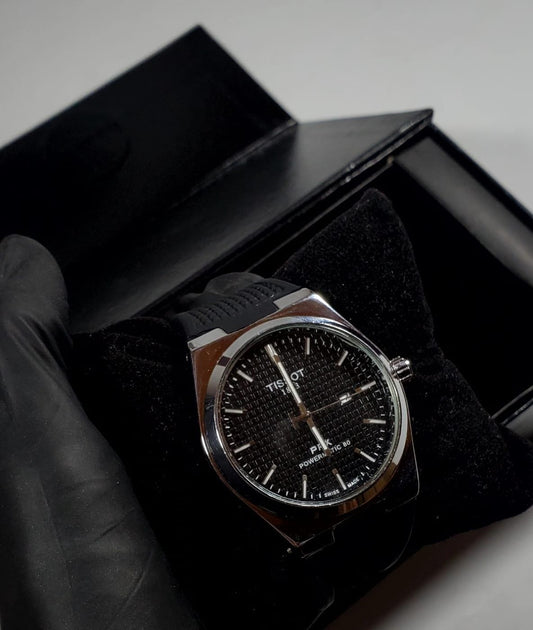 Tissot PRX Black Dial Men's Watch – Luxury Swiss with Rubber Strap
