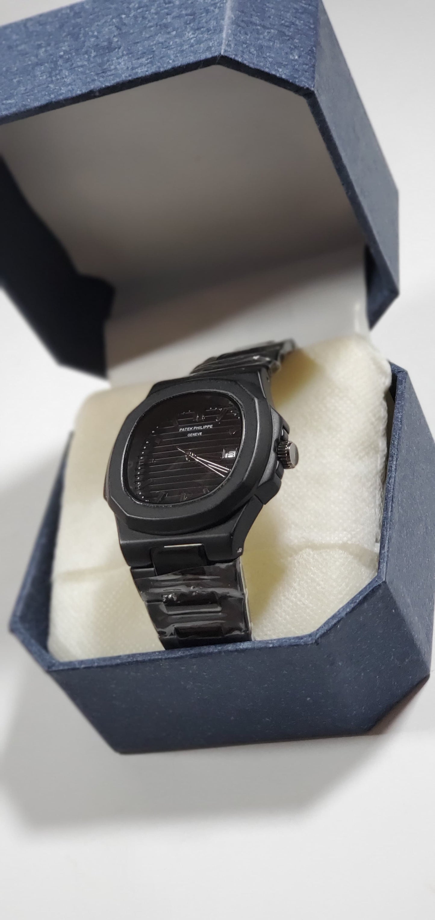 Black Matte Patek- Philippe Watch – Premium Design with Butterfly Lock.