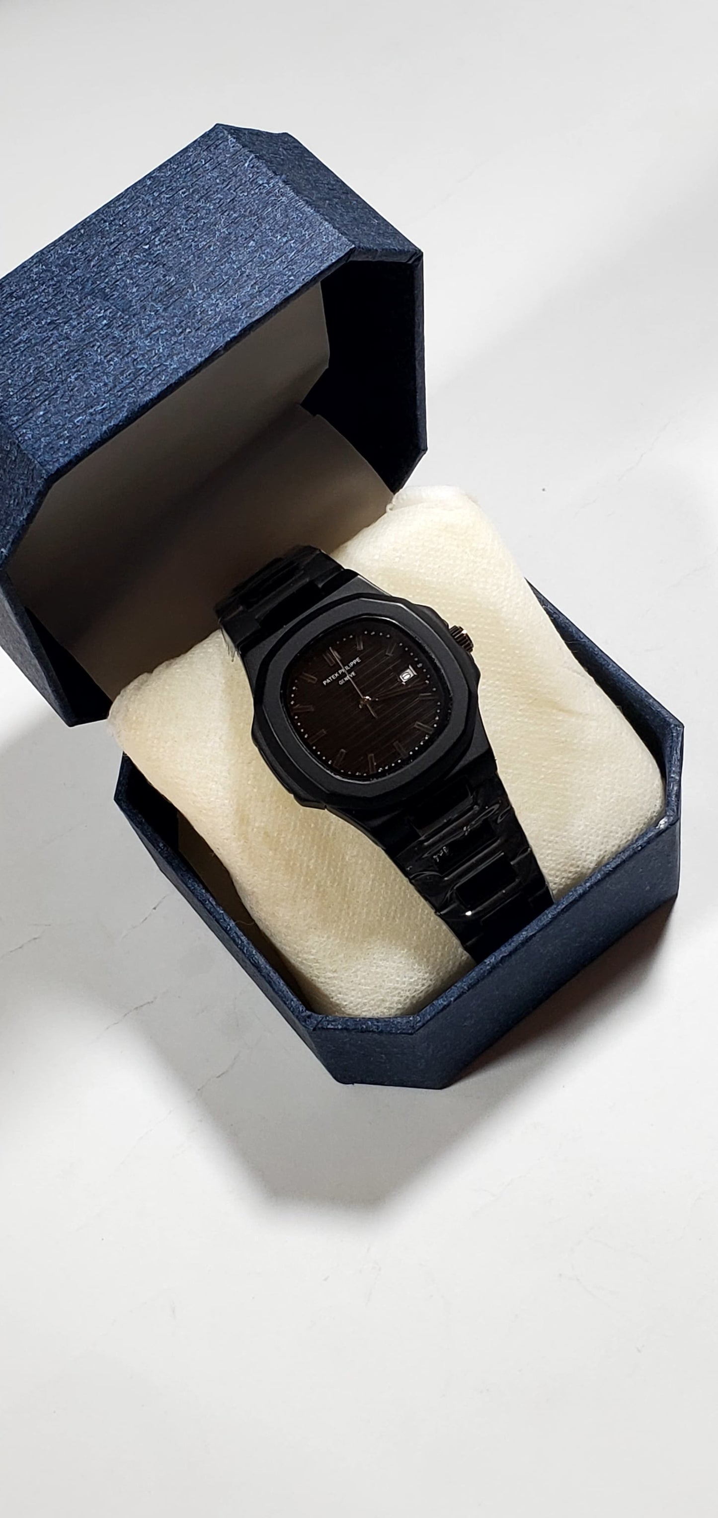 Black Matte Patek- Philippe Watch – Premium Design with Butterfly Lock.